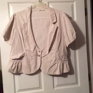 Cute pocketed and ruffled 2 button jacket